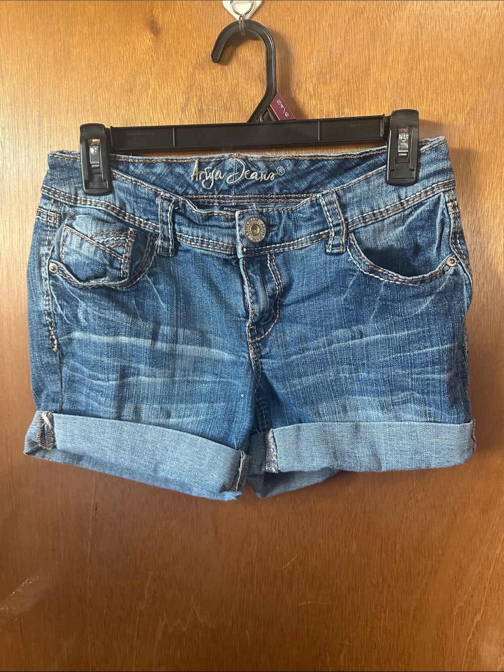 Ariya Medium Wash Rolled Cuff Denim Shorts
